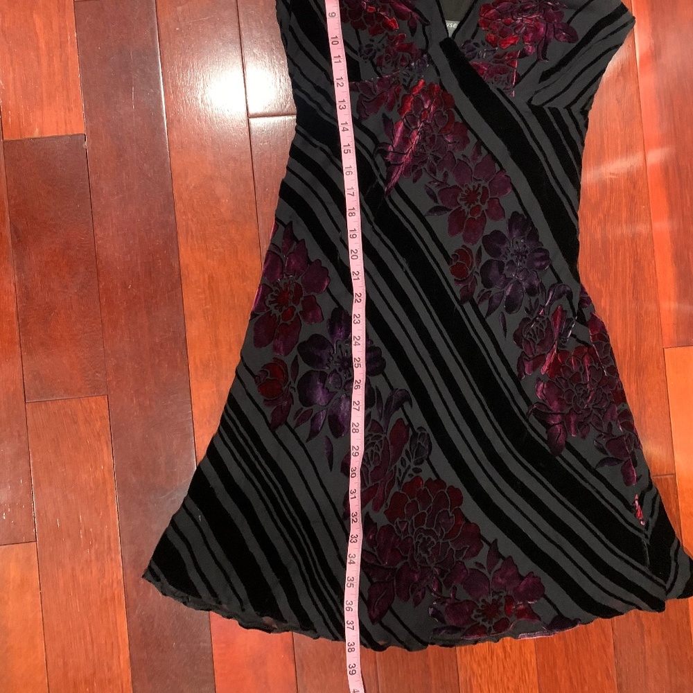 Vintage Muse Black Crushed Velvet Bias A-Line Dress Size 4 - Picture 11 of 11